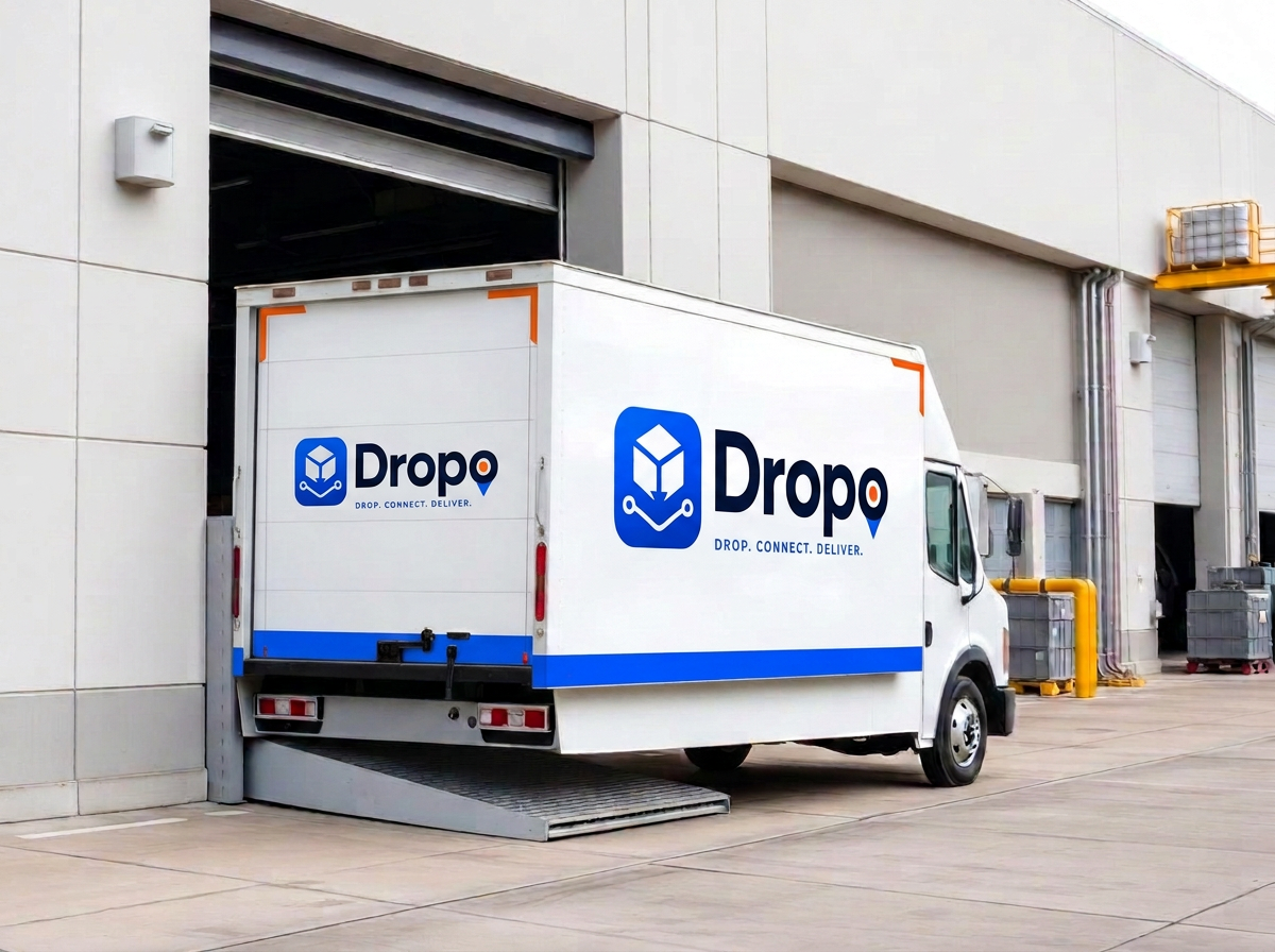 Dropo-branded box truck serving as a business delivery partner
