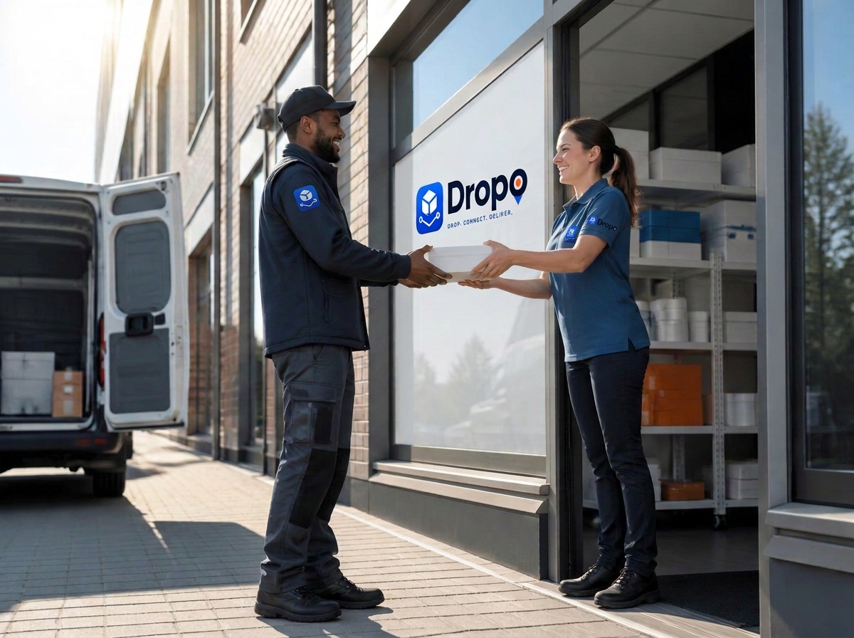 Technician collecting a professionally packaged item early in the morning