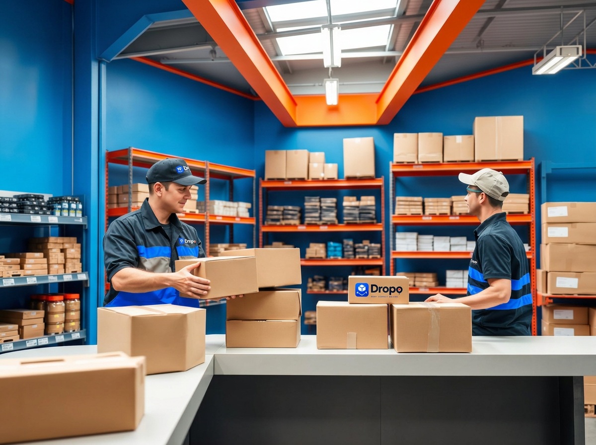 Dropo Store counter with business parts and supplies organized for handoff